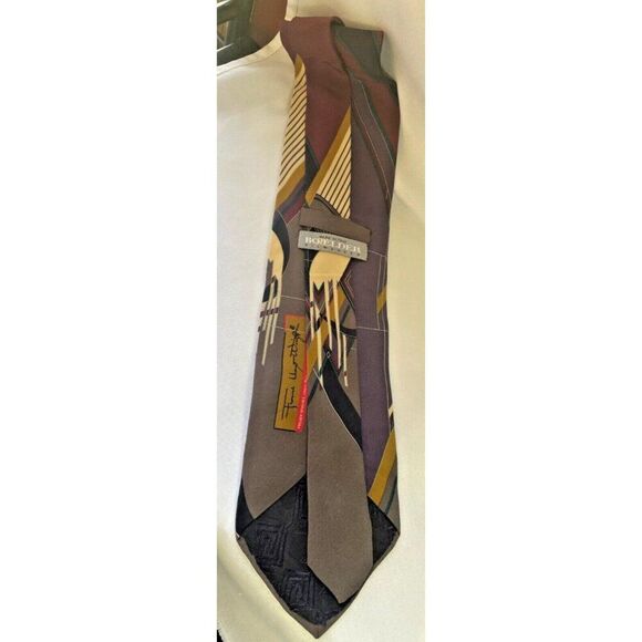 Vintage Boxelder Neck Tie Frank Lloyd Wright Frozen Speres Gray Silk Art 56" - Picture 6 of 6